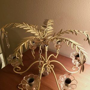 Vintage Tole Fern Candle Chandelier